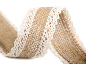 Juteband mit Spitze, Breite 38 mm