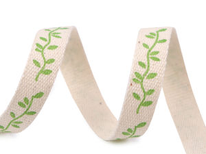 Baumwollband mit Blättermotiv, Breite 10 mm
