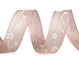 Premium-Dekoband mit Blumenmuster - 25 mm halbtransparentes Bastelband