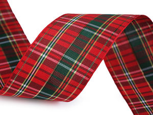 Premium-Karoband - 40 mm dekoratives Webband für Floristik, Kränze & Geschenkverpackungen