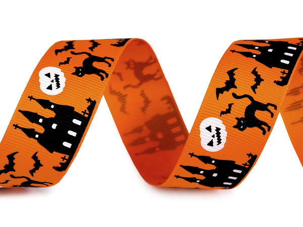 Premium Halloween-Ripsband, 25 mm breit – Verschiedene festliche Motive zum Basteln und für Kostüme