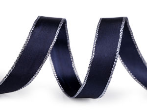 Satinband mit Lurexkante und Draht, Breite 24 mm