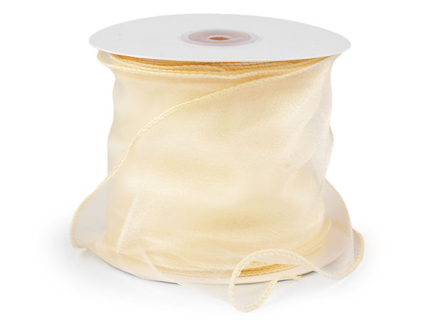 Breites Organzaband mit Perlmuttglanz (10 cm) - Premium Monofilament-Bastelband & Dekoband mit Wellenrand