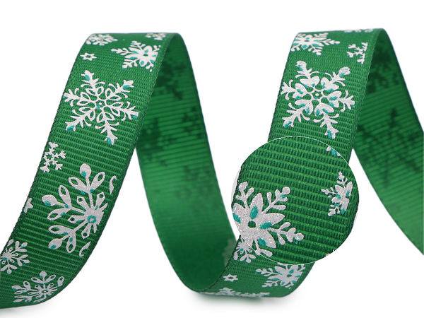 Glitzerndes Weihnachts-Ripsband (15mm) für Geschenkverpackungen und Feiertagsdekoration