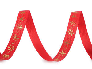 Weihnachts-Ripsband mit Schneeflocken, Breite 10 mm