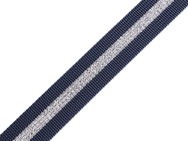 Doppelseitiges Gurtband aus Polypropylen mit Lurex, Breite 25 mm