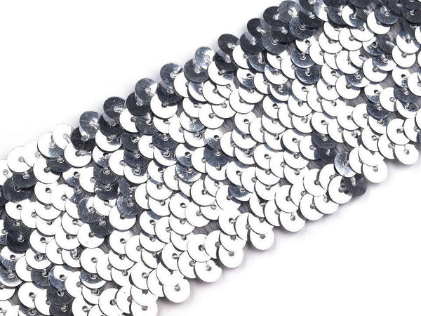 Premium Elastische Paillettenborte (45 mm Breite) - Dehnbares Paillettenband für Kostüme, Kleider und Handarbeiten