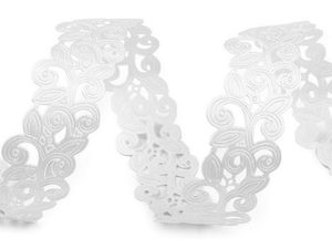 Weiße lasergeschnittene Satinborte - 22 mm breites elegantes Zierband für Basteln, Hochzeit, Nähen und Scrapbooking