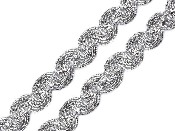 Elegante Metallic-Zierborte mit Schnörkelmuster - 13,5 m dekorative Flechtborte zum Nähen, für Kurzwaren & Bastelarbeiten