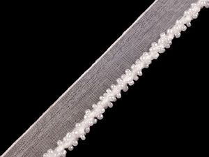 Polyester-Paspelband mit Rocailles-Perlen, Breite 15 mm