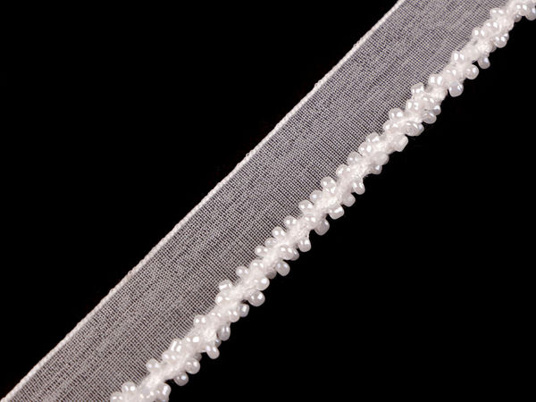 Polyester-Paspelband mit Rocailles-Perlen, Breite 15 mm
