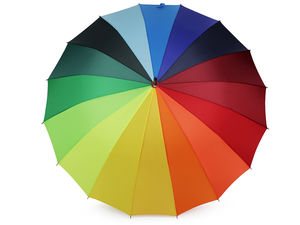Damen Premium 16-Segment Automatik-Stockschirm - Regenbogen-Bunt