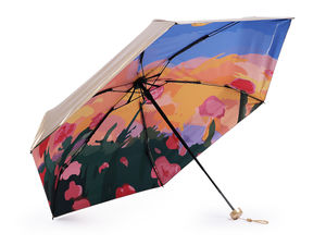Premium Damen-Mini-Taschenschirm Metallic - Kompakter Reise-Regenschirm mit gemusterter Innenseite