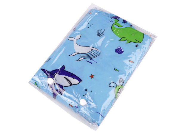 Premium Kinder-Regenmantel wasserdicht mit Kapuze und passender Aufbewahrungstasche - Bunte All-over-Motive
