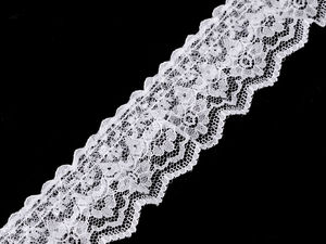 Elegante 40mm doppellagige Spitzenrüschenborte - Hochwertiges gerafftes Zierband (Weiß)