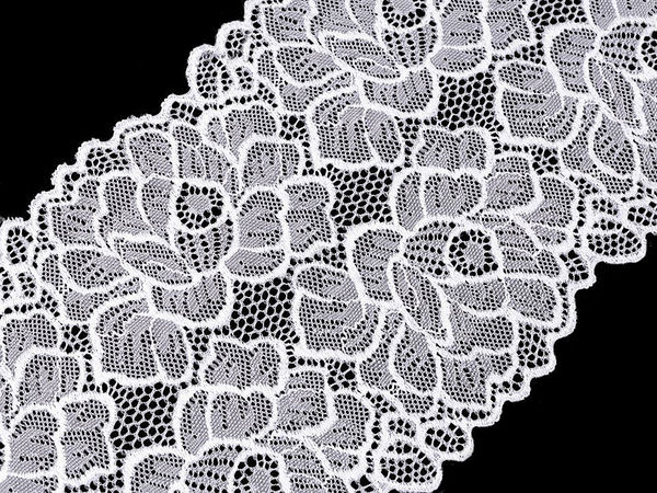 Premium elastische Stretch-Spitzenborte (15,5 cm Breite) - Vielseitiger floraler Spitzenbesatz für Schneiderei, Bekleidung und elegante Tischläufer-Dekoration