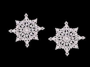 Wollweiße Schneeflocken-Spitzenapplikation zum Aufnähen für Kleidung, Bastelarbeiten und Weihnachtsdekoration