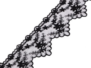 Hochwertige bestickte Spitzenborte auf Monofilament-Netz, 65 mm Breite - Elegantes florales Spitzenband für Brautkleider, Hochzeiten und Abendmode