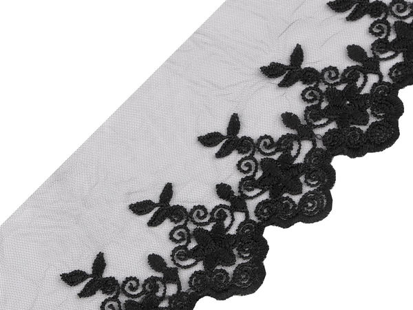 Bestickte Spitze / Borte auf Monofilament, Breite 90 mm