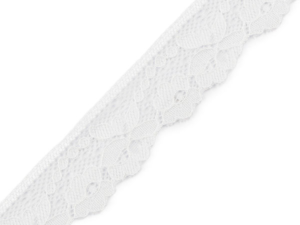 Elastische Premium-Spitzenborte in Weiß (28 mm Breite) - Weiche, kratzfreie Borte für Unterwäsche, Bekleidung und Accessoires