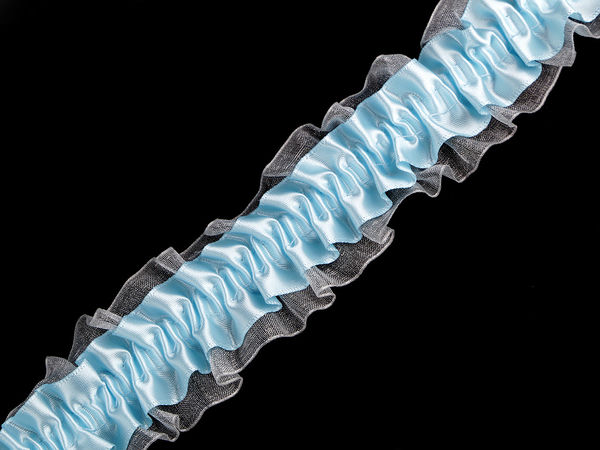 Dekoratives elastisches Spitzenband mit Rüschen (35 mm) – Weiche Stretch-Borte für Strumpfbänder, Dessous & Handarbeiten