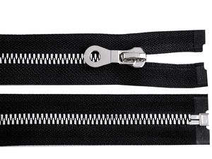 Premium-Kunststoff-Reißverschluss Nr. 8 (teilbar) - Schwarzer Metall-Look für Jacken & Oberbekleidung, 90 cm