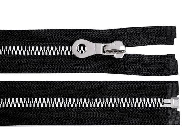 Premium-Kunststoff-Reißverschluss Nr. 8 (teilbar) - Schwarzer Metall-Look für Jacken & Oberbekleidung, 90 cm