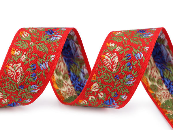 Premium-Jacquardborte mit Folkloremuster - 33 mm Zierborte
