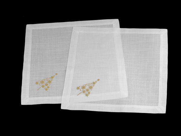 Textile Tischsets mit Lurex-Stickerei, Weihnachtsbaum, 42x42 cm