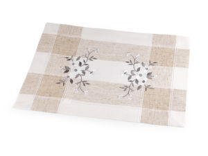 Elegantes besticktes Blumen-Tischset in Jute-Optik - 32x47 cm