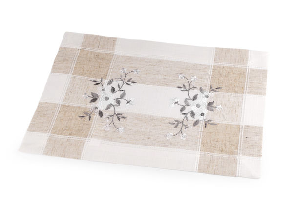Elegantes besticktes Blumen-Tischset in Jute-Optik - 32x47 cm