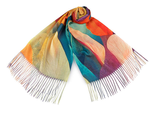 Premium leichter Sommerschal und Stola mit Blumenmuster und Fransen - 70x175 cm