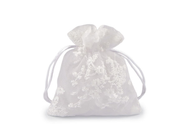 Premium bestickte Organza-Geschenkbeutel mit Satinkordelzug (10x13 cm)