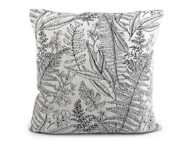 Luxuriöser Kissenbezug aus Chenille und Samt - Dekorative Kissenhülle mit botanischem Farn-Motiv (43x43 cm)