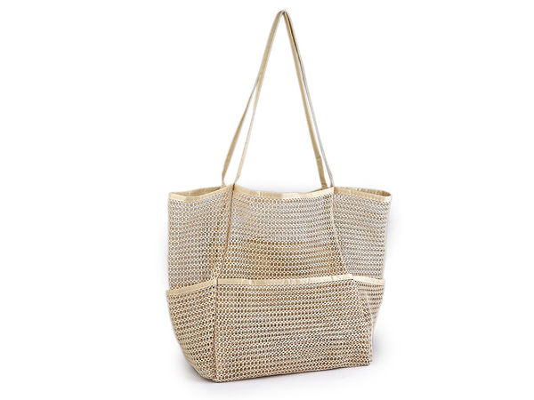 Große Mesh-Sommertragetasche - Geräumige Schultertasche für Strand, Einkauf und Reise (47 x 34 cm)