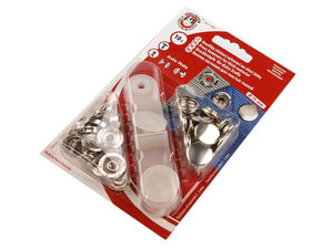 Premium-Druckknöpfe extra stark (Ø 15 mm) mit Mini-Einschlagwerkzeug, Edelstahl - Nickel (für Stoffe 1–3 mm)