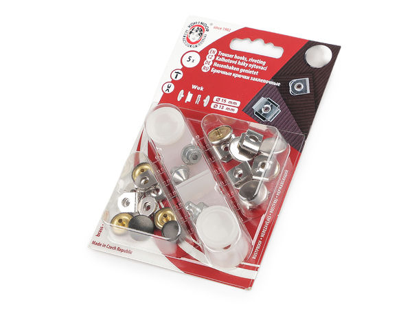 WUK Premium Hosenhaken- und Steg-Verschlussset mit Mini-Einschlagwerkzeug - Langlebiges Nickel-Finish