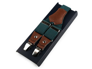 Angelo Bonetti Premium elastische Herren-Hosenträger - Verstellbare Hosenträger mit Doppelbefestigung und Lederdetails (inklusive Geschenkbox)