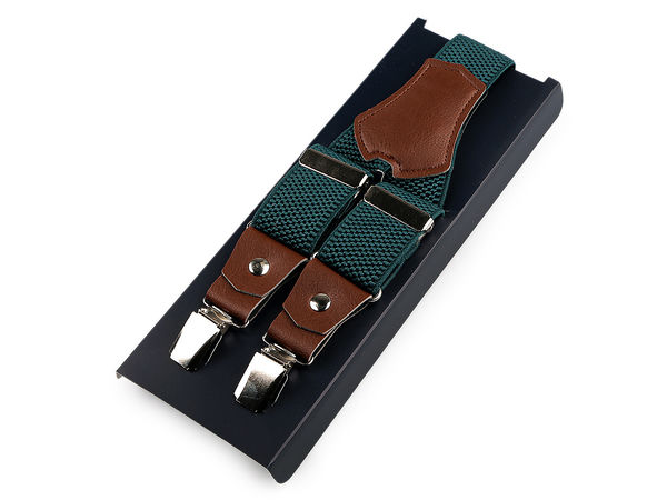 Angelo Bonetti Premium elastische Herren-Hosenträger - Verstellbare Hosenträger mit Doppelbefestigung und Lederdetails (inklusive Geschenkbox)