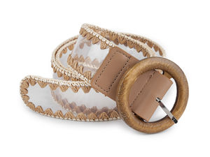 Breiter Damen-Gürtel mit Ziernaht (4,5 cm) in Beige-Camel – Verstellbar mit Schnallen-Optionen aus Holz oder Kunstleder