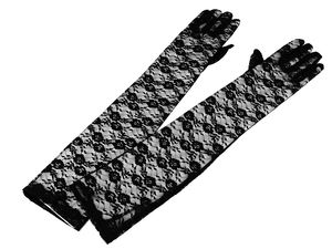 Elegante 55 cm lange Spitzenhandschuhe für formelle Anlässe – Elastische Premium-Opern- und Abendhandschuhe (Schwarz)