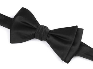 Klassische schwarze Satin-Fliege für Herren zum Selbstbinden - Verstellbarer formeller Querbinder mit Geschenkbox