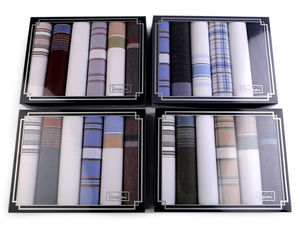 Premium Herren-Stofftaschentücher Geschenkbox-Set - 6er-Pack in klassischen, sortierten Designs