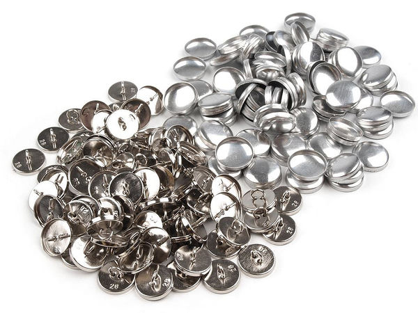Premium Ganzmetall-Knöpfe zum Selberbeziehen mit Nähöse (Größe 28) - Nickel