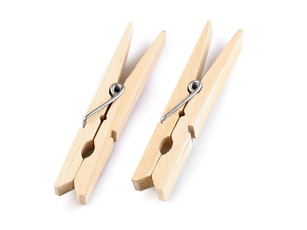 Wäscheklammern aus hellem Naturholz zum Basteln und für die Wäsche - 10x74 mm (24 Stück)