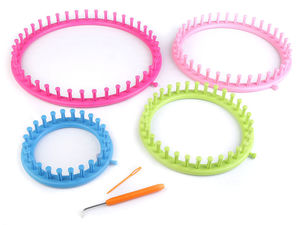 4-teiliges Strickring-Set mit Haken und Nadel - Strickrahmen-Set in verschiedenen Größen für Mützen, Schals und Loops