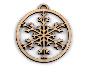 Premium elfenbeinfarbene Holzanhänger zum Aufhängen - Schneeflocken- & Tannenbaum-Ornamente für Bastelarbeiten & Weihnachtsdeko (45mm)
