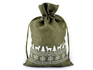 Premium Jute-Weihnachtsgeschenkbeutel mit Satin-Akzenten (20x30 cm)
