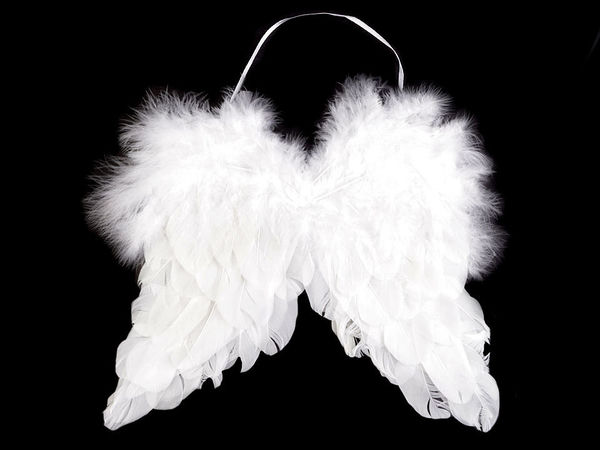 Premium Engelflügel aus weißen Federn zum Aufhängen (21x25 cm) - Eleganter Christbaumschmuck & Festliche Weihnachtsdekoration