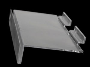 Premium transparentes Acryl-Präsentationsregal (11,5 x 25 cm) | Etikettenhalter für L- & T-Nutplatten
